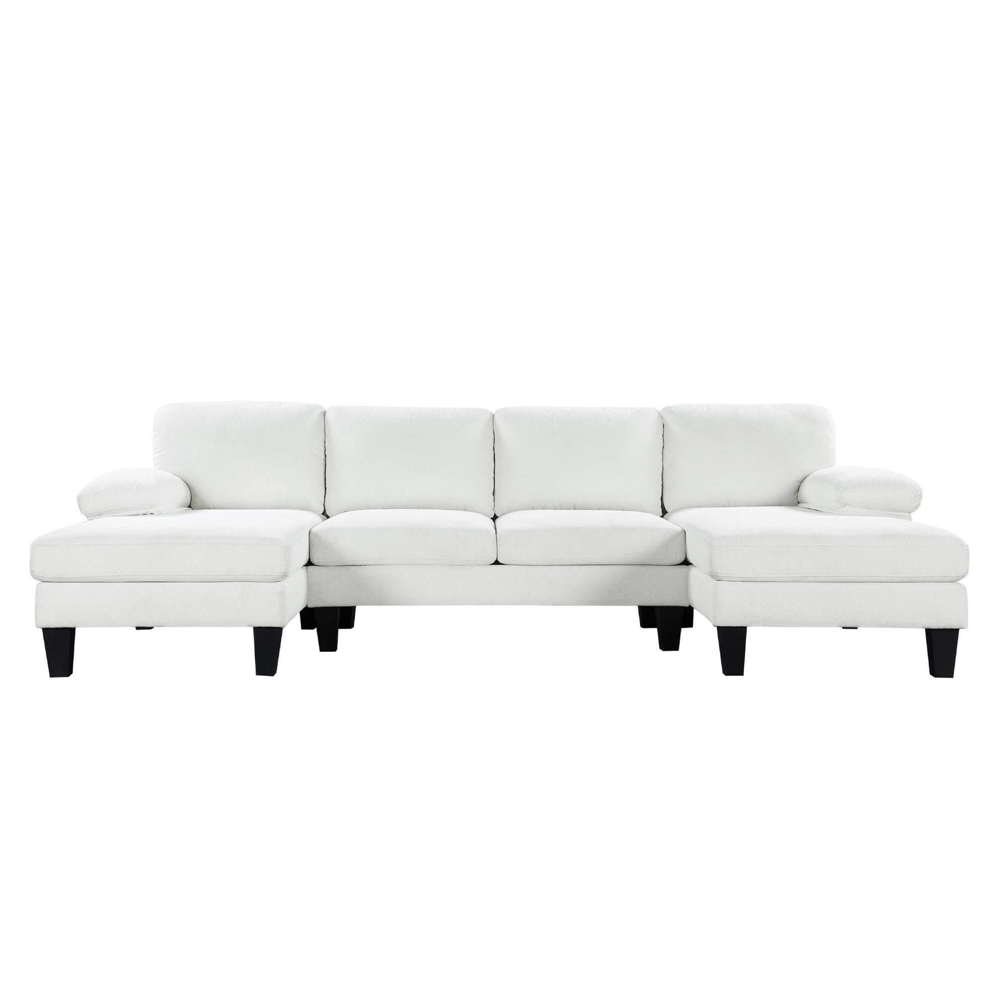 112*56" Granular Velvet Sofa,UShaped Couch with Oversized Seat,6Seat